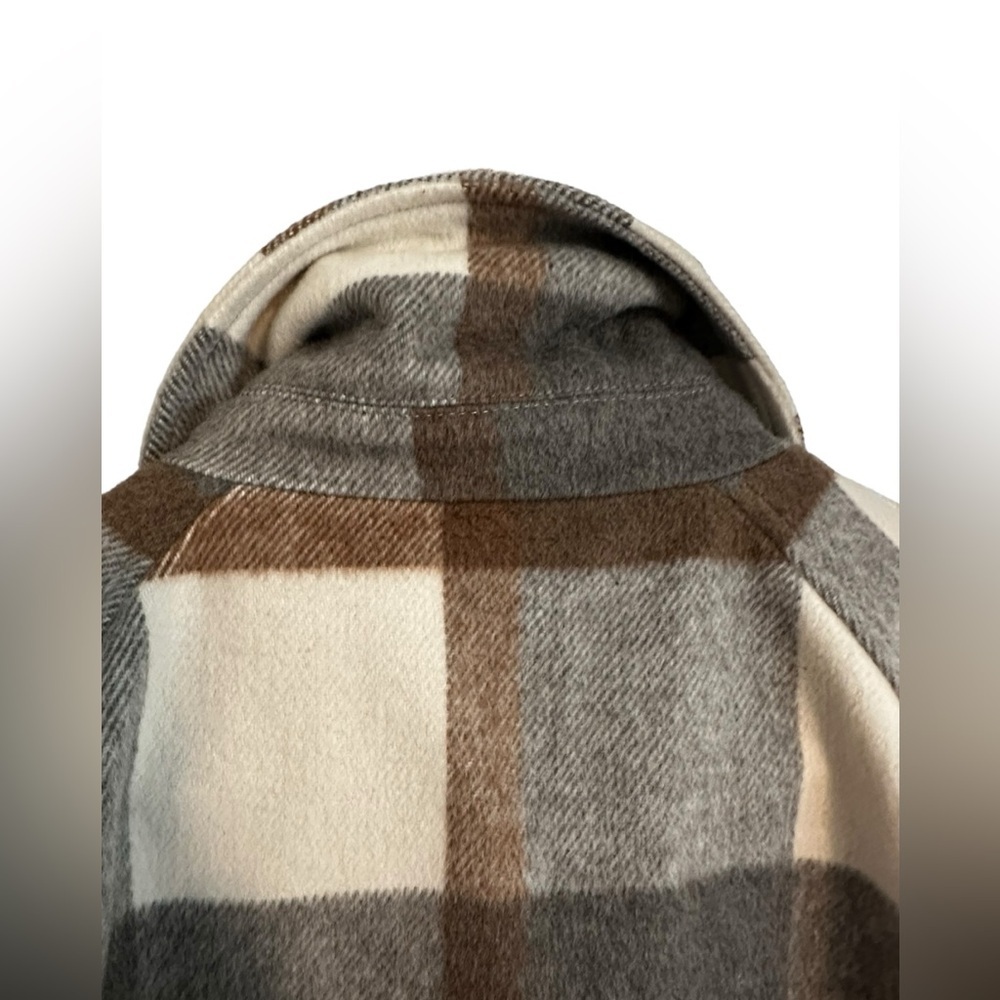 🔆 Calvin Klein Plaid Gray and Cream Trench Coat with Belt - Medium NWOT - Picture 6 of 16